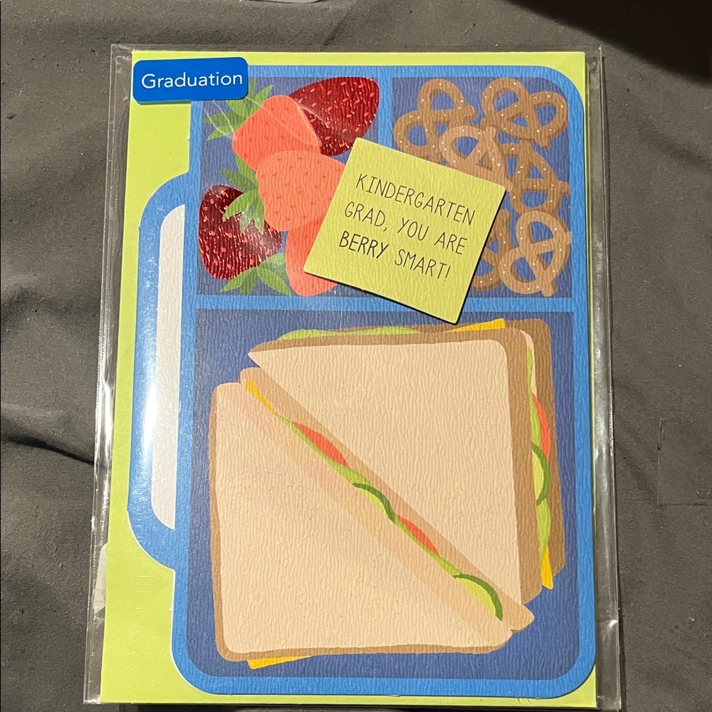 Graduation Card with Sandwich and Fruit Design